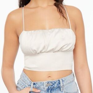 Dynamite Cream Satin Crop Top
